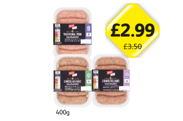 Jack's Sausages Traditional Pork, Lincolnshire, Cumberland - Now Only £2.99 at Londis