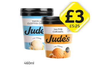 Jude's Ice Cream Vanilla Clotted Cream, Salted Caramel - Now Only £3 at Londis