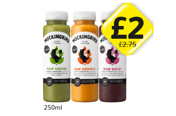 Mockingbird Raw Greens, Raw Defence, Raw Boost - Now Only £2 at Londis