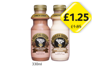 Shaken Udder Chocolush, Vanillalucious - Now Only £1.25 at Londis