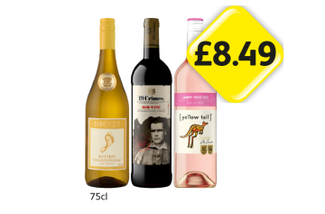 Barefoot Buttery Chardonnay, 19 Crimes Red, Yellow Tail Rosé - Now Only £8.49 at Londis
