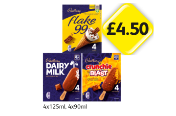 Cadbury Ice Cream Flake 99, Dairy Milk, Crunchie Blast - Now Only £4.50 at Londis