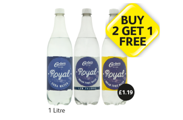 Carters Royal Soda Water, Indian Tonic Water, Low Calorie - Now Only Buy 2 Get 1 FREE at Londis