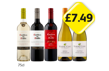 Casillero Del Diablo Sauvignon Blanc, Malbec, Jammy Red Devil, Wairau Cove Chardonnay, Pinot Grigio - Now Only £7.49 at Londis