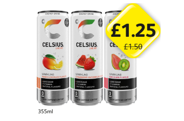 Celsius Sparkling Mango Lemonade, Strawberry, Kiwi Guava - Now Only £1.25 at Londis