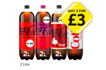 Coca Cola Zero, Cherry, Cherry Float, Diet Coke - Any 2 for £3 at Londis
