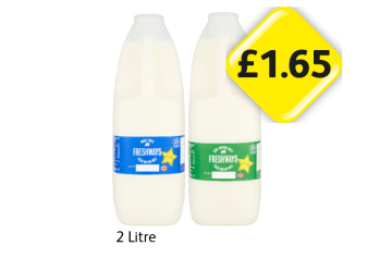 Freshways Milks Whole, Semi-Skimmed - Now Only £1.65 at Londis