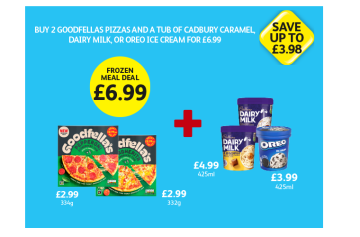 Goodfella's Pepperoni, Margherita, Cadbury Ice Cream Dairy Milk, Caramel, Oreo - Now Only Buy 2 Goodfellas Pizzas And A tub of Cadbury Caramel, Dairy Milk, Or Oreo for £6.99 at Londis