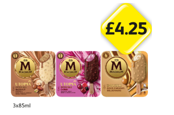 Magnum Utopia Double Hazelnut, Cherry, Gold Caramel Billionaire - Now Only £4.25 at Londis