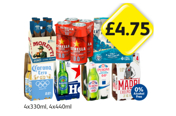 Moretti Zero, Estrella 0.0, Thatchers Zero, Corona Zero, Heineken 0.0, Peroni 0.0, Madri Zero - Now Only £4.75 at Londis