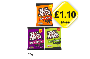 Nik Naks Nice 'N' Spicy, Rib 'N' Saucy, Scampi 'N' Lemon - Now Only £1.10 at Londis