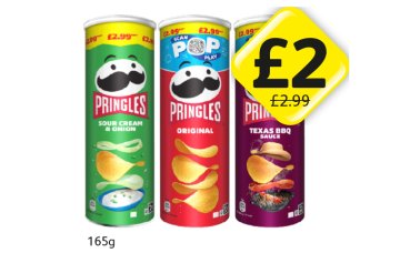 Pringles Sour Cream & Onion, Original, Texas BBQ Sauce - Now Only £2 at Londis