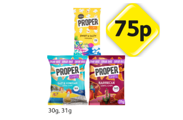 Proper Corn Sweet & Salty, Proper Chips Salt & Vinegar, Barbecue - Now Only 75p at Londis