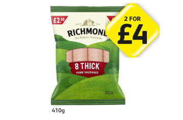 Richmond Sausages - Any 2 for £4 at Londis