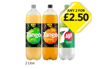 Tango Apple, Orange, 7Up Zero Sugar - Any 2 for £2.50 at Londis