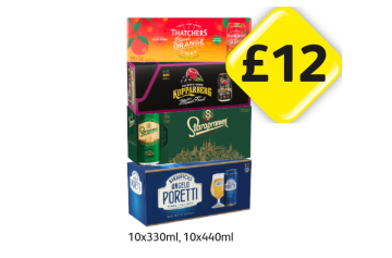 Thatcher's Blood Orange, Kopparberg Mixed Fruits, Staropramen, Poretti - Now Only £12 at Londis
