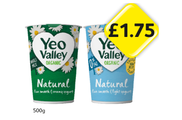 Yeo Valley Organic Natural, 0% Fat - Now Only £1.75 at Londis