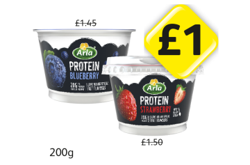 Arla Protein Yoghurt Blueberry, Strawberry - Now Only £1 each at Londis