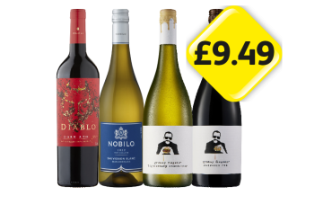 Diablo Dark Red, Nobilo Sauvignon Blanc, Greasy Fingers Big Buttery Chardonnay, Luscious Red - Now Only £9.49 each at Londis