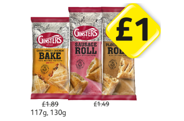 Ginsters Bake Cajun Spiced Chicken, Sausage Roll, Ploughman's Roll - Now Only £1 each at Londis