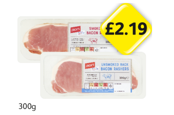 Jack's Bacon Rashers Smoked, Unsmoked - Now Only £2.19 each at Londis