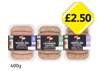 Jack's Sausages Traditional, Lincolnshire, Cumberland - Now Only £2.50 each at Londis