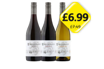 McGuigan Lot 92 Shiraz, Deep Red, Chardonnay - Now Only £6.99 each at Londis