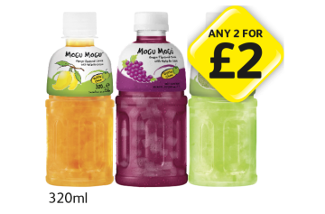 Mogu Mogu Mango, Grape, Melon - Any 2 for £2 at Londis