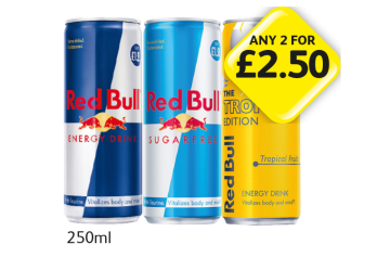 Red Bull, Sugarfree, Tropical Edition - Any 2 for £2.50 at Londis