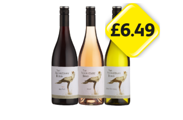 The Secretary Bird Merlot, Rosé, Chardonnay - Now Only £6.49 each at Londis