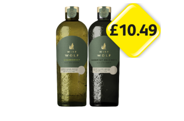 Wise Wolf Chardonnay, Cabernet Sauvignon - Now Only £10.49 each at Londis
