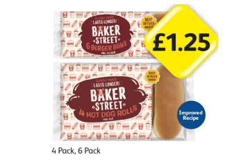 Baker Street Burger Buns, Hot Dog Rolls - Now Only £1.25 at Londis