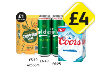 Crumpton Oaks, Carlsberg, Coors - Now Only £4 at Londis