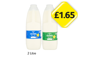 Freshways Milk Whole, Semi-Skimmed - Now Only £1.65 at Londis