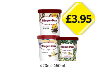 Häagen-Dazs Cookies & Cream, Vanilla, Pistachio & Cream - Now Only £3.95 at Londis