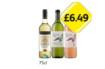 Hardy's Chardonnay, The Secretary Bird Sauvignon Blanc, Rosé - Now Only £6.49 at Londis