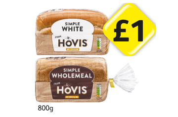 Hovis Simple White, Wholemeal - Now Only £1 at Londis