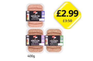 Jack's Sausages Traditional, Cumberland, Lincolnshire - Now Only £2.99 at Londis