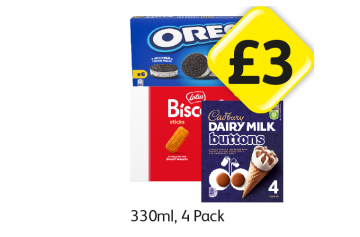 Oreo Ice Cream Mini, Biscoff Sticks, Dairy Button Ice Cream - Now Only £3 at Londis