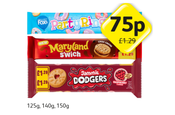 Party Rings, Maryland S'Wich, Jammie Dodgers - Now Only 75p at Londis