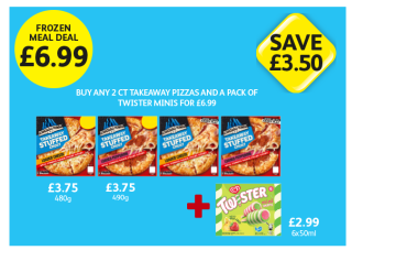 Chicago Town Pizza Takeaway Stuffed Crust Loaded Cheese, Pepperoni, Twister Mini - Buy Any 2 Chicago Town Pizzas And A Pack Of Twister Minis for £6.99 at Londis