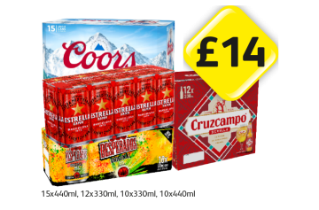 Coors, Estrella, Cruzcampo, Desperados - Now Only £14 at Londis