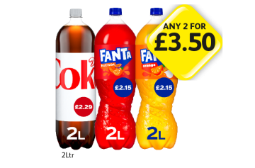 Diet Coke, Fanta Fruit Twist, Orange - Any 2 for £3.50 at Londis