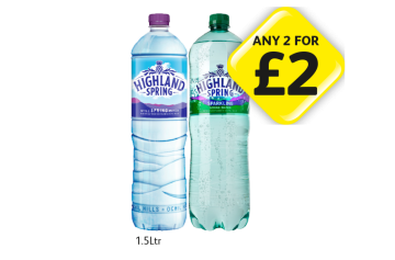 Highland Spring, Sparkling - Any 2 for £2 at Londis