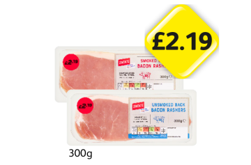 Jack's Back Bacon Rashers, Unsmoked - Now Only £2.19 at Londis