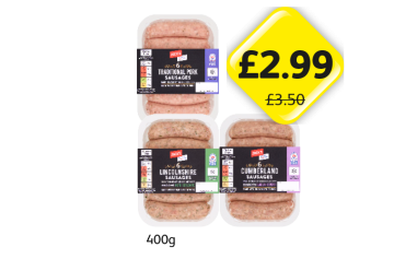 Jack's Sausages Traditional Pork, Lincolnshire, Cumberland - Now Only £2.99 at Londis