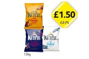 Kettle Crisps Cheddar, Sea Salt, Salted - Now Only £1.50 at Londis