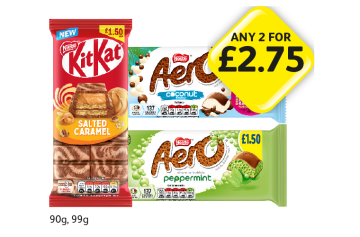 KitKat Salted Caramel, Aero Coconut, Peppermint - Any 2 for £2.75 at Londis