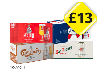 Madri, Kronenbourg, Carlsberg Export, San Miguel - Now Only £13 at Londis