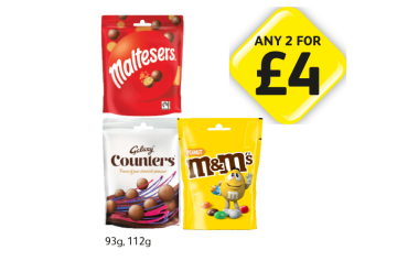 Maltesers, Galaxy Counters, Peanut M&M's - Any 2 for £4 at Londis